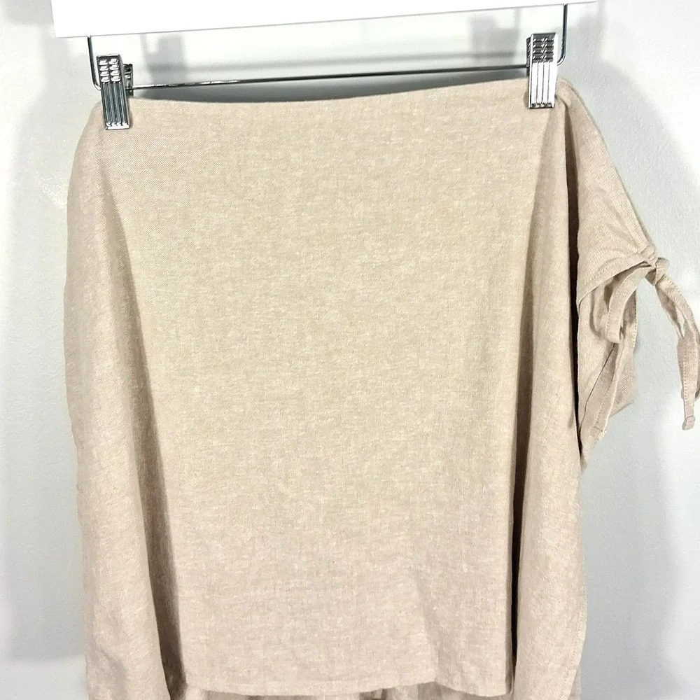 Old Navy Linen Blend Wrap Skort XXL Beige Side Tie‎ Coastal Quiet Luxury Summer